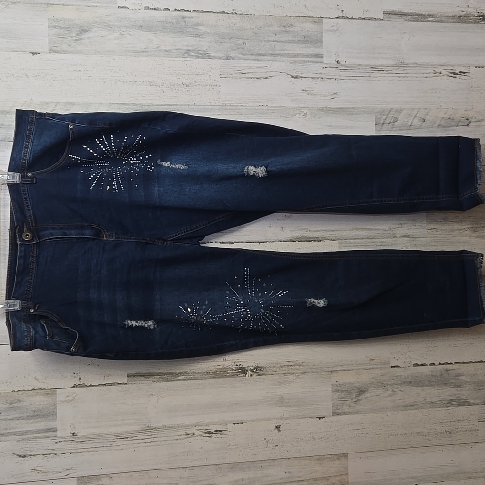 ashley stewart ripped gemstone jeans